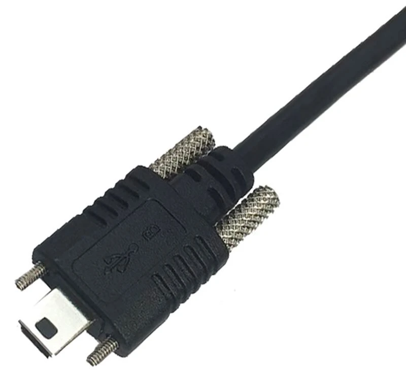 high Flex USB 2.0 A Plug to Mini B Plug Cable with Locking Screw